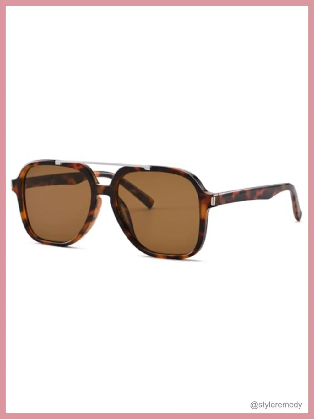 Oversized Aviator Sunglasses Retro Square Frame UV400 Protection